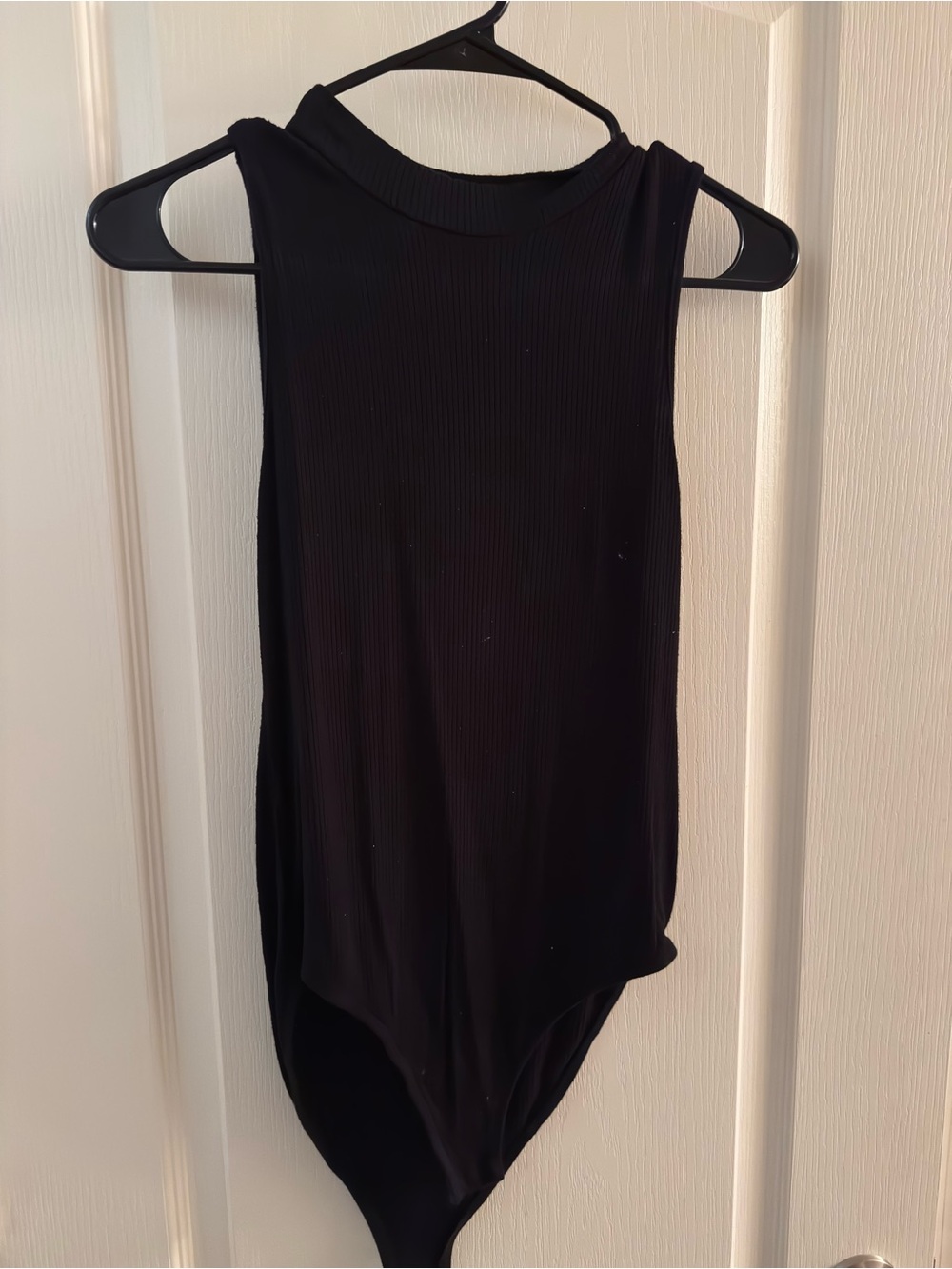 Black Ribbed Sleeveless Bodysuit - Women Tops